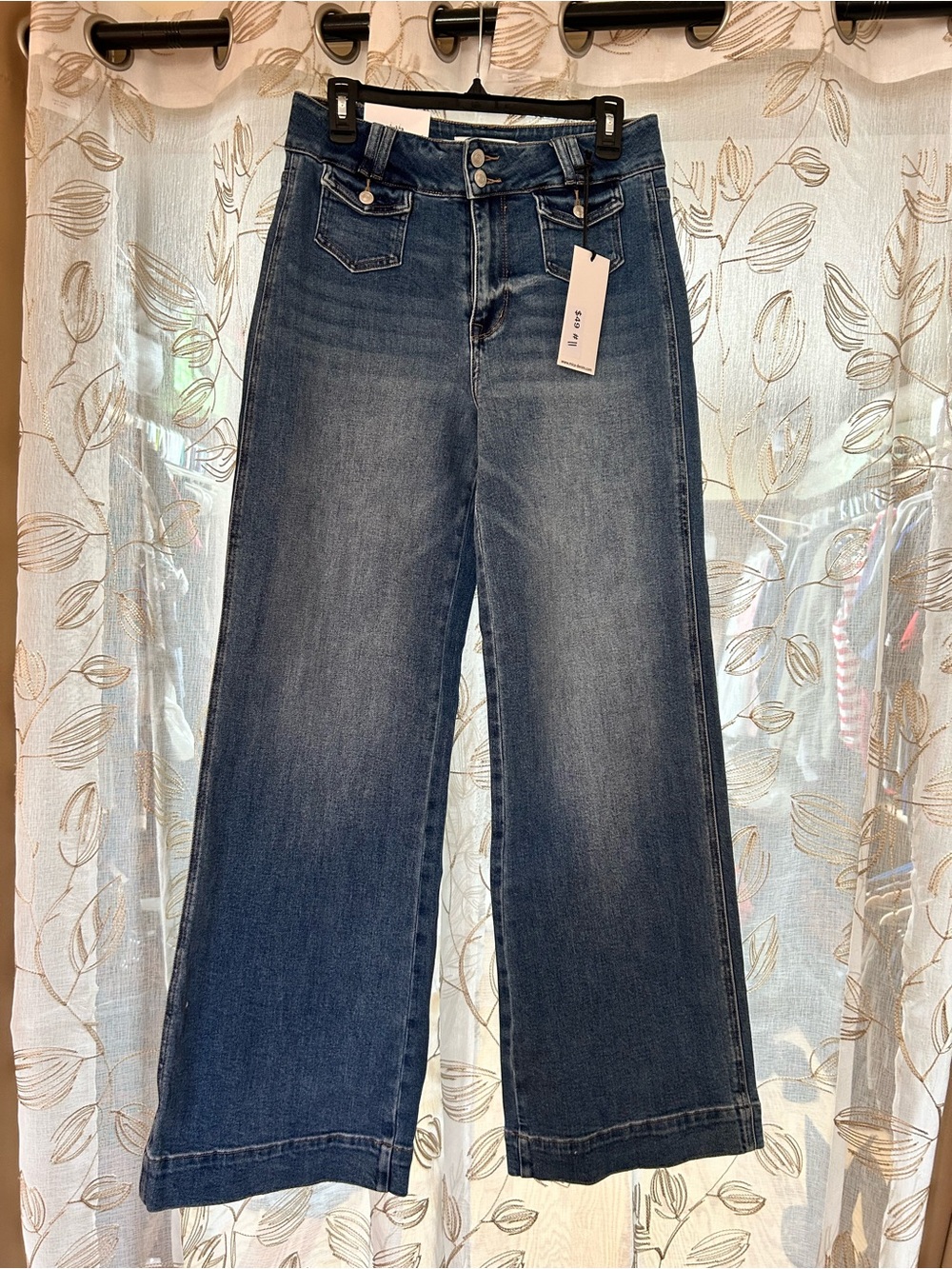 High-Rise Wide-Leg Jeans in Deep Indigo